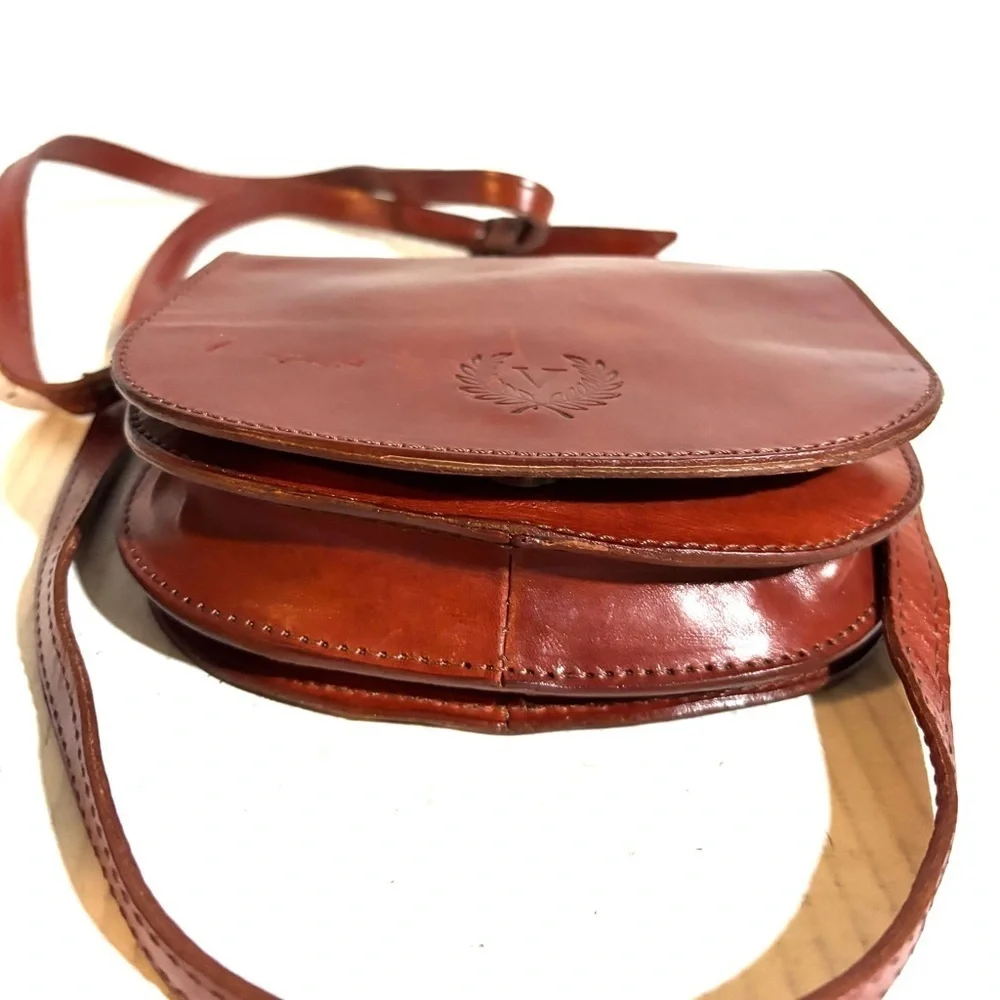 Firenze vintage Elegant Brown Leather Crossbody Bag